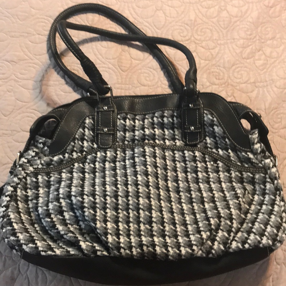 Rosette tweed shoulder bag